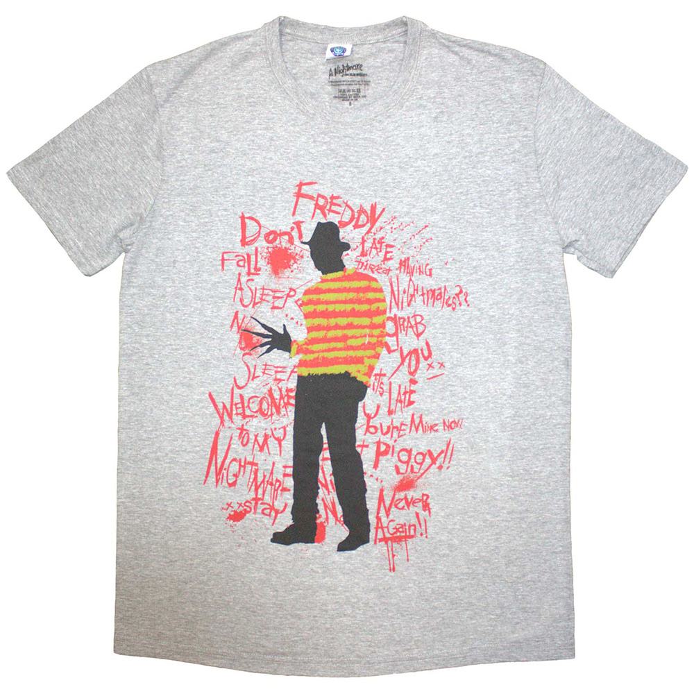 A Nightmare on Elm Street - Freddy Scribble Font Tshirt Homme - Gris